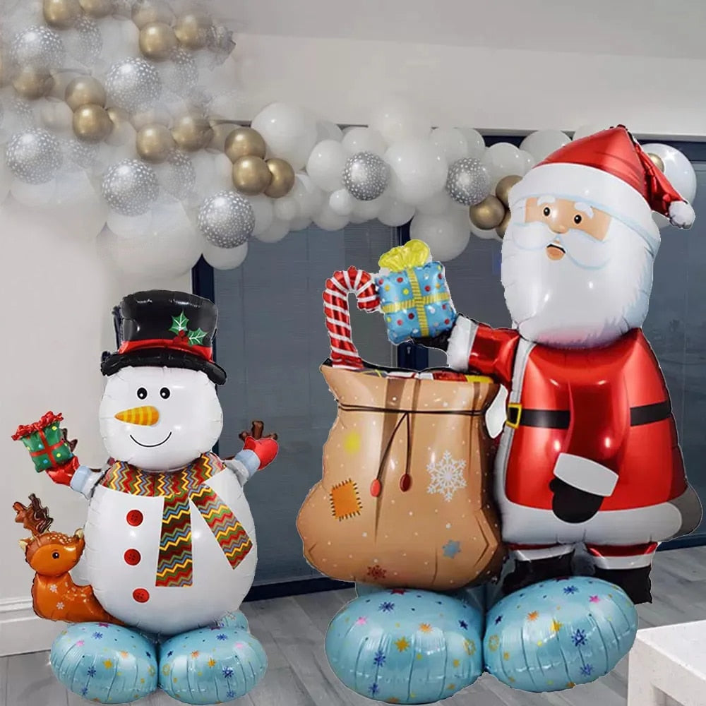 Foil Natal Santa Claus Balon Salju Salju Rusa Natal Balon Pohon Untuk Xmas Dekorasi Pesta Tiup Dekorasi Pesta Rumah