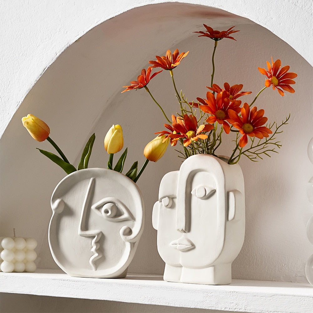 Abstrakt mänskliga ansiktsvaser keramiska hantverk hem dekoration tillbehör vardagsrum bord ornament hydroponic vaser trädgård dekor