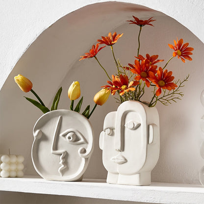 Abstraktní lidské obličejové vázy keramické řemesla domácí dekorace Příslušenství obývacího pokoje Stolní ozdoby Hydroponické vázy zahradní výzdoba
