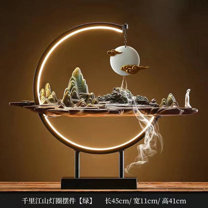 Backflow røgelse brænder husholdning LED Lys ring stue keramisk smeltende stearinlys brænder indehaver kreativ kinesisk boligindretning