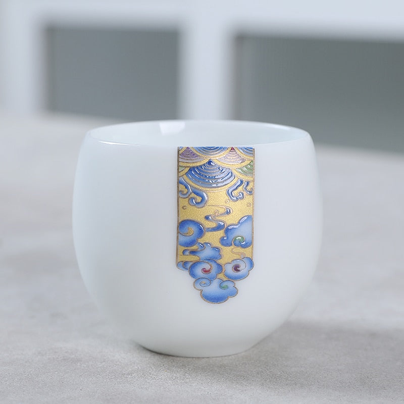 Tasses à thé pu er outils à thé kungfu tasse à thé cadeau boisson outil à thé en céramique porcelaine de jade blanc 1 pièce