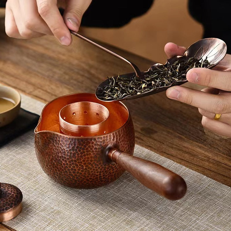 Handcraft Copper Topper Teapot Kettle Coffee Tea Pot Dengan Pegangan Air Palu Boiler Pola Minuman