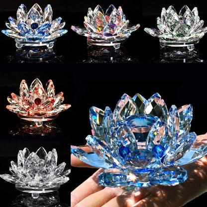 80mm Kuars Kristal Teratai Kerajinan Bunga Kaca Fengshui Ornamen Penyembuhan Kristal Rumah Pesta Rumah Wiccan Dekorasi Hadiah Yoga Souvenir