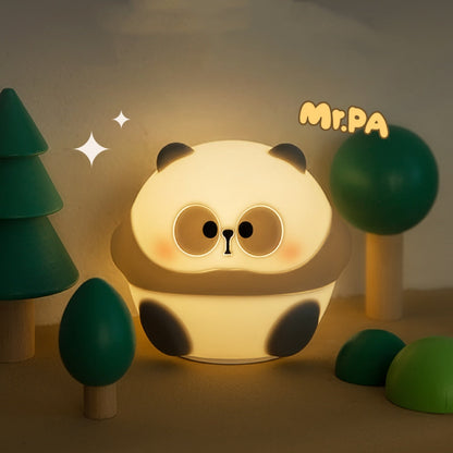 Panda natlys til børn søde dyre silikone timing genopladelig lampe tegneserie panda soveværelse dekoration børn drenge piger gave