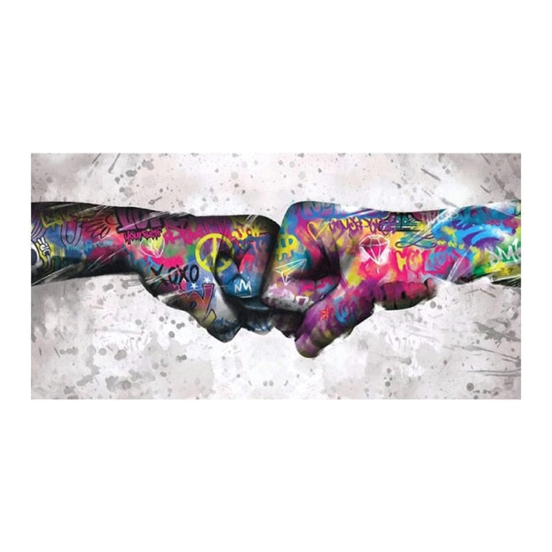 Child Graffiti Abstract Fist Mobile Shackle Wall Art Picture Canvas Decorative Painting Poster Prints for Living Room Home Decor