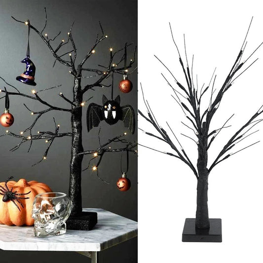 Dekorasi halloween dipimpin pohon birch cahaya halloween pesta gantung ornamen dekorasi pohon untuk meja rumah hadiah anak -anak lampu natal