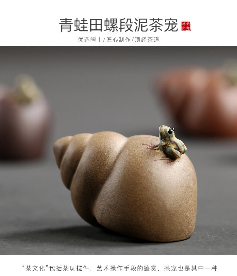 Yixing ручной работы с пурпурным песчаным чаем с петрикативной лягушками спрей кунг -фу чайные расчеты украшения домашний чай
