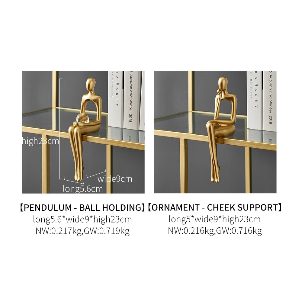 Figurines for Interior Modern Home Decoration Abstract Sculpture Luxury Living Room Decor Desk Accessories Golden Figure Statue