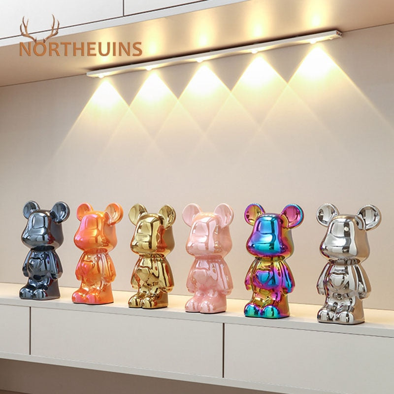 Northeuins Cerâmica Violência de luxo Urso Estatuetas coloridas Eletroplatou Teddy Bear Collection Item Decoração de Decoração de Decoração de Ornamentos