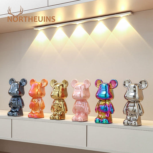 NORTHEUINS Keramik-Luxus-Violence-Bär-Figuren, bunt, galvanisierte Teddybär-Sammlungsartikel, Wohnzimmer-Dekoration, Ornamente 