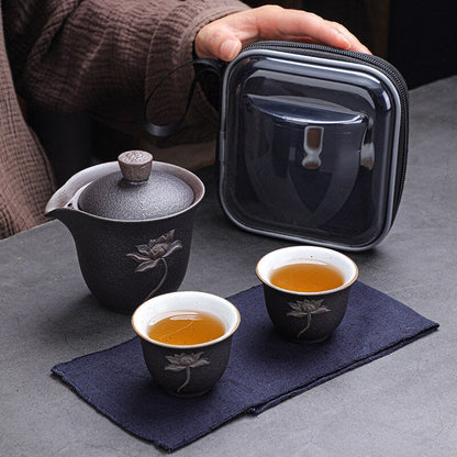 Lotus Kung Fu Fu Travel Tea Conjunto de chá de cerâmica Teacp Gaiwan Porcelana Teaset Kettles Conjuntos de chá Drinkware Tea Cerimônia