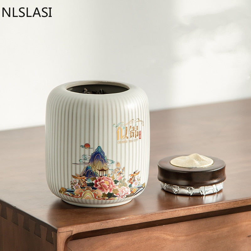 High-End-Keramik-Teedose mit großem Fassungsvermögen, Aufbewahrungsbehälter für den Haushalt, Reise-versiegeltes Teeglas, Kaffeepulver, Süßigkeiten, Gewürzkanister