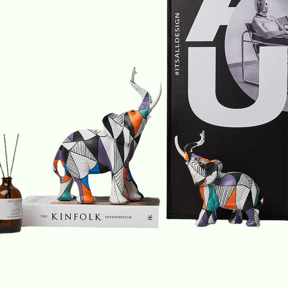 Painting Art Elephant Sculptures &amp; Figurines Modern Decoration Home Resin Animal Statue Nordic Living Room Nordic Interior Decor
