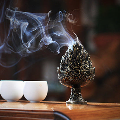 Buddhistisk sans messinglegering kjegle røkelse brenner bronsescenser te seremoni antikk ornament hjemme dekorasjon tradisjonell tynn