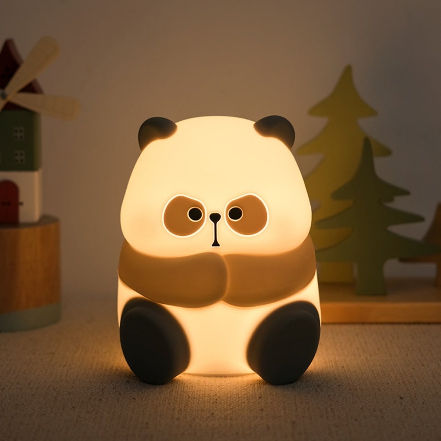 الباندا أضواء ليلية للأطفال لطيف الحيوان سيليكون توقيت مصباح قابل للشحن الكرتون الباندا غرفة نوم الديكور أطفال بنين بنات هدية
