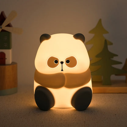 Lampu malam panda untuk anak -anak lucu hewan silikon waktu silikon lampu rechargeable kartun panda kamar tidur panda hadiah anak laki -laki anak laki -laki perempuan