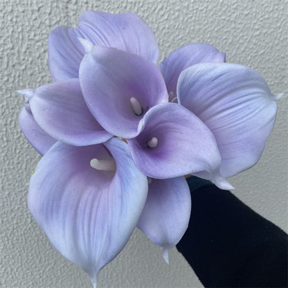 10 marineblaue Calla-Lilien PU-Blumen, die sich echt anfühlen, Hochzeitsdekoration, Blumensträuße, Tafelaufsätze, künstliche Kunstblumen, Heimdekoration 