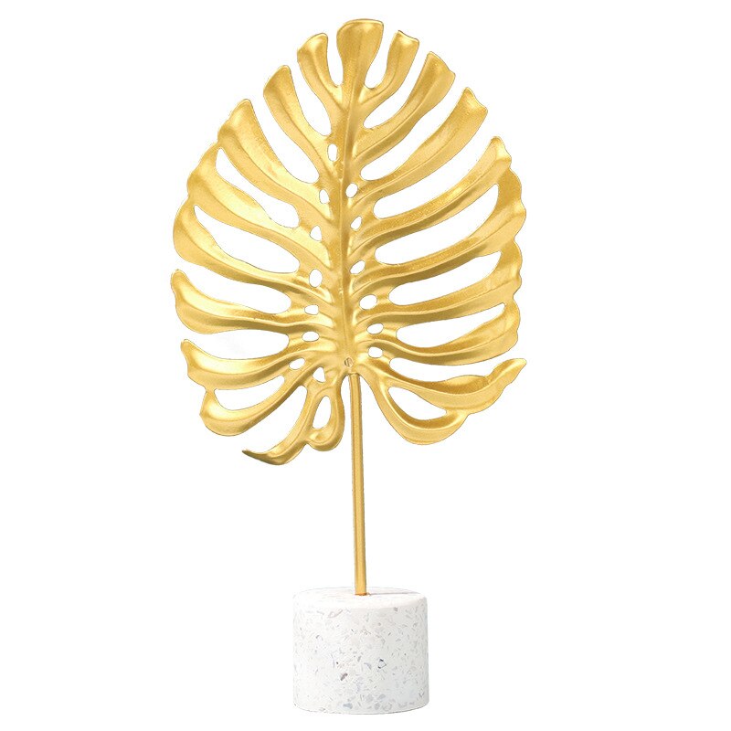 Nordic Golden Iron Botany Figurine in metallo Manuale di decorazione del soggiorno Ornamenti per la scrivania ginkgo Accessori per scrivania