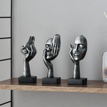 Modern nórdico decoração de casa humana Face miniaturas Acessórios de mesa Pensador esculturas Figuras Decoração da sala de metal estatueta de metal