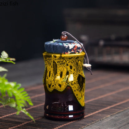 Ceramic Tea Caddy Tea Box Tea Container Storage Tank Sealed Jar Grain Tank Candy Jar Tea Organizer Tea Can Desktop Storage Box