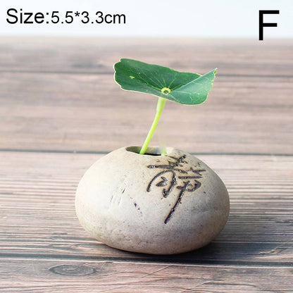 Stenform Lille vase Home Desktopcreative Ornamenter Keramisk stentøj Zen Hydroponic Plant Pots Lille friske blomsterindsatser