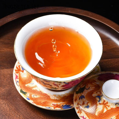 قصر المينا التنين نمط السيراميك Gaiwan الصينية اليدوية فنجان الشاي السفر الشاي السلطانية المنزل Teaware اكسسوارات درينكوير 170 مللي