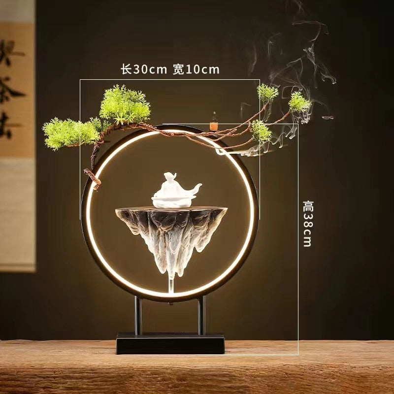 זורם אחורי מבער קטורת משק בית LED טבעת טבעת סלון קרמיקה נמסת נרות מחזיק מבער נרות יצירתי עיצוב בית סיני