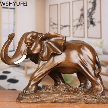 Feng Shui Elegant Elephant Resin Statue L​​ucky Wealth Figurine Crafts Home Office Desktop Decorationの贈り物