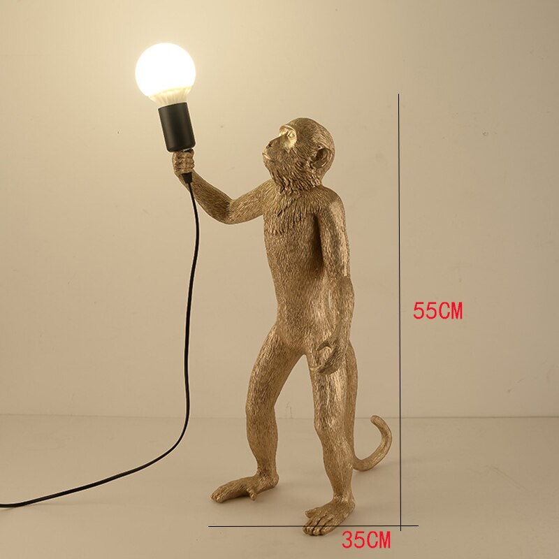 Modern LED Art Monkey Floor Light Harts LED Golvlampa för levande salong Studie Rum Korridor Taklampor Hem Interiörinredning