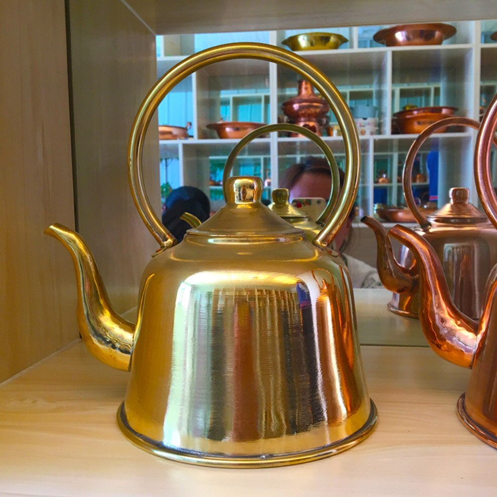 1.5L Pure Copper Teapot Thickened Red Copper Brass Boiling Kettle Anti-Scald Milk Tea Pot Vintage Copper Tea Set For Home