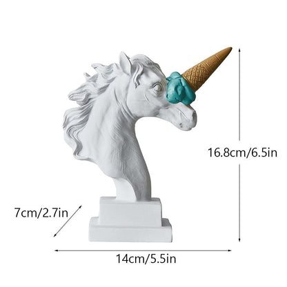 Kepala Kuda Resin dengan Ice Cream Patung Patung Klasik Romawi Yunani Patung Interior Dekorsi Ornamen Seni Modern