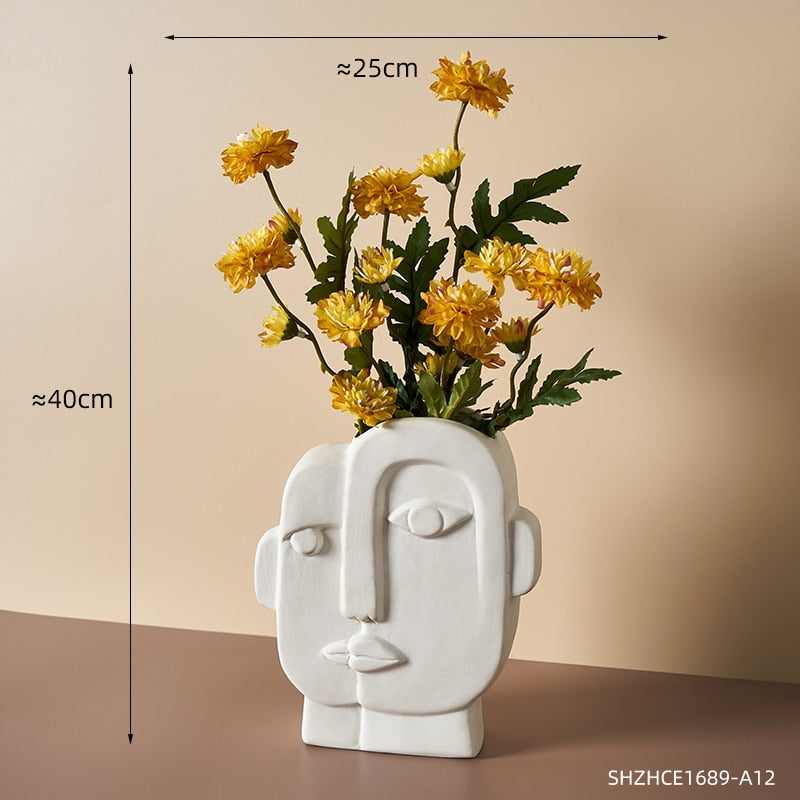 Abstraktní lidské obličejové vázy keramické řemesla domácí dekorace Příslušenství obývacího pokoje Stolní ozdoby Hydroponické vázy zahradní výzdoba