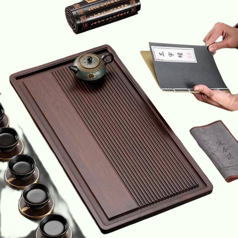 Chinese Natural Bamboo tea tray Drainage water storage Dual-use Living room Tea table Accessories Household Tea Board Chahai