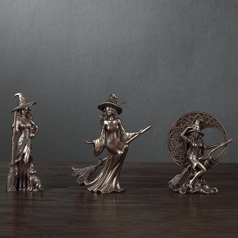 Resin Figurines Witch Decoration Home Room Decoration Accessories Office Desk Decoration Statue Witch Sculpture Home Decor 2023