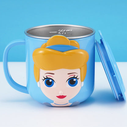 Disney Cups congelado Elsa Anna Princess Cartoon Copa de leche Tazas 3D Mickey Minnie Copa de acero inoxidable Baby Kids Girls Café de café