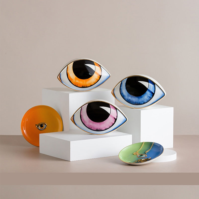 2023 neue Keramik Teufel Auge Wohnkultur Auge Ornamente Skulptur Statuen Studie Zimmer Abstrakte Dekoration Geschenk Geben 