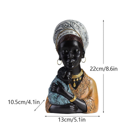 NORTHEUINS שרף אפריקאי אקזוטי שחור פסלי אם וילד פסלי רטרו לעיצוב פנים מתנת יום האם לקישוט הבית