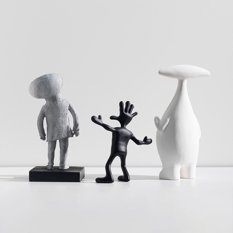 נורדיני מודרני מינימליסטי יצירתי מופשט אופי פסל מצויר מצויר מלאכת שרף חייזרים מקלטים לסלון ביתי קישוט חדר שינה