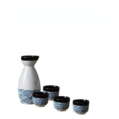 5pcs Retro Sagão Japonês Conjunto de Cerâmica Flagon Copo 1 Pote 4 xícaras Casa Bar Saquante Branco Pote de Vinho Presentes Criativos