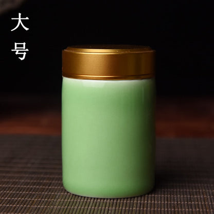 Keramik teh caddy dengan tutup logam teh travel bisa nyaman teh kotak teh wadah penyimpanan tangki teh organizer toples permen