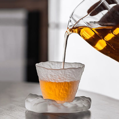 Conjunto de xícara de xícara de estilo japonês e pires Conjunto de vidro Copa de chá de kung Fu Criativo Cristal Coffee Caneca Espresso Copas de Luxúria Presente de Copo de Luxo