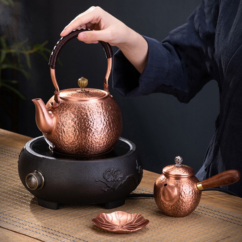 Cerimônia de chá chinesa de cobre Red Cerimônia chinesa feita de chá puro de chá de chá puro Copper Teaswear Retro Keep em boa saúde Chaleira
