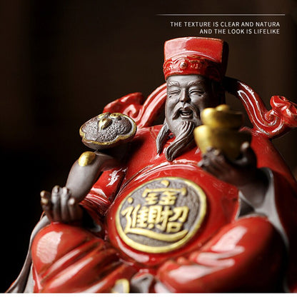 Keramik-Gott des Glücks-Charakter-Statue-Ornament, chinesischer Stil, Zuhause, Wohnzimmer, Veranda, Büro, glückliche Buddha-Statue 