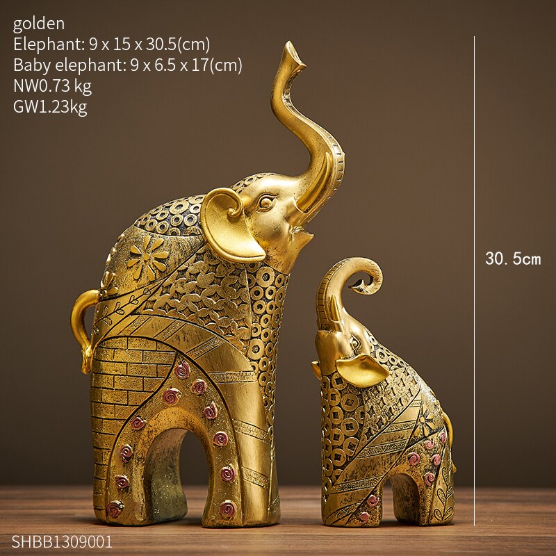Moderne goldene Elefantenharz-Heimdekoration, Zubehör, Kunsthandwerk, dekorative Skulptur, Statue, Ornamente, Büro, Wohnzimmer, Geschenke 