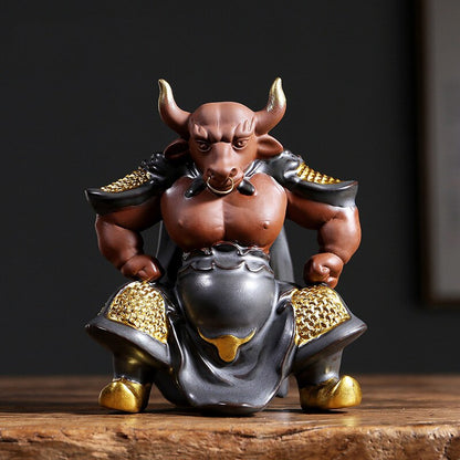 Mythisch tv -personage Bull Demon King Sculpture Standbeeld keramische kunst dominante huis woonkamer slaapkamer decoratie ornamenten