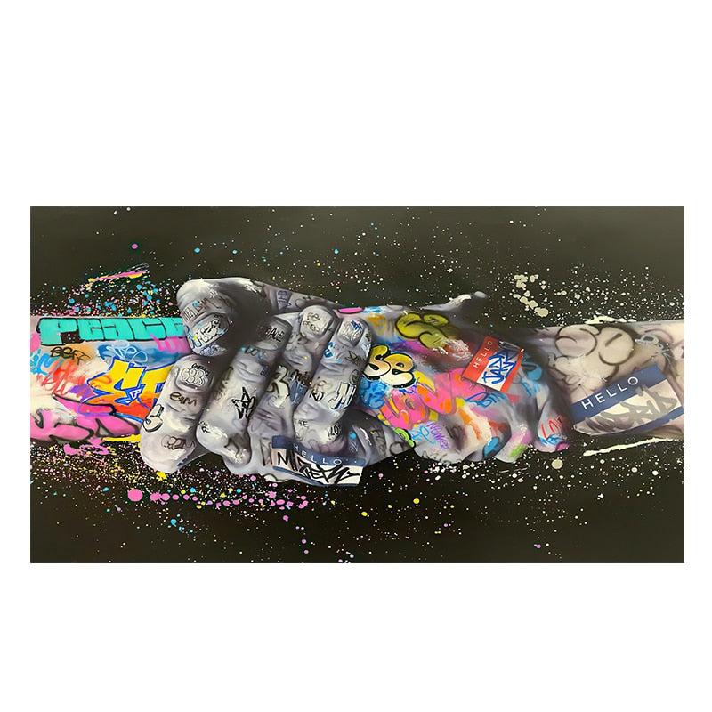 Lapsigraffiti abstrakti nyrkki mobiilikoneet seinätaide kuva kangas koristeelliset maalausjulistetulosteet olohuoneen kodinsisustus