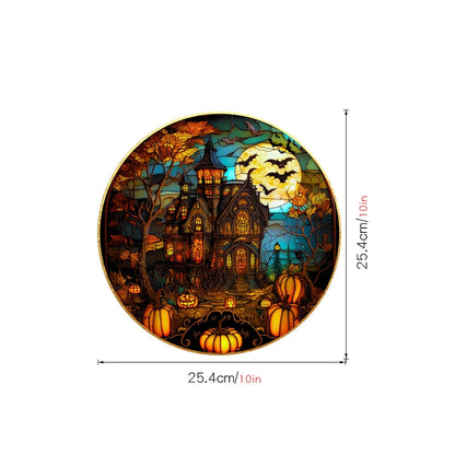 Хэллоуин, окрашенные красочными замком ужасов, кот Статический ПВХ стеклян