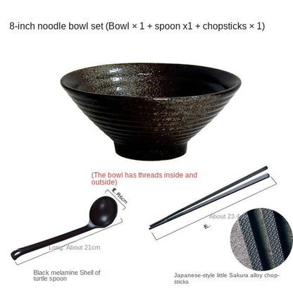 Japonská sada kreativních nádobí, komerční bambusová klobouk keramická mísa, velká domácnost, velká ramen, rýže, nudle, polévka mísa