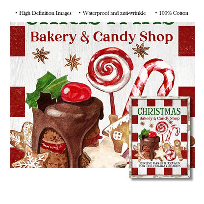 Arte da parede de Natal Impressão Hot Chocolate Candyland Express Gingerbread Bakery Poster Poster Vintage Pintura Decoração de cozinha