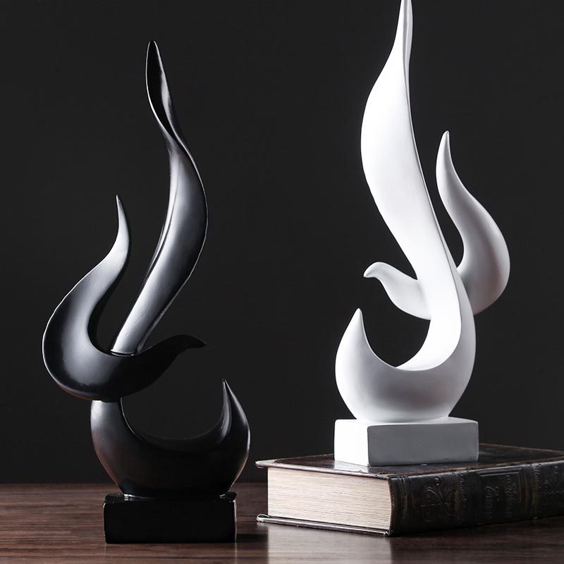 Sculpture de flamme moderne, décoration de maison, salon, décoration artisanale, porche, bureau, Figurine en résine